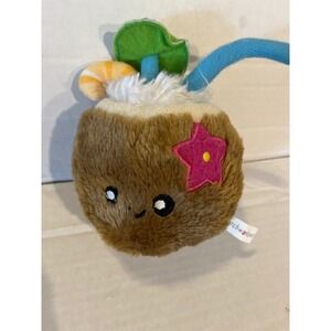 Patchwork Pet Coconut Drink Plush Dog‎ Toy Tropical Tiki Summer Brown 6 Inch